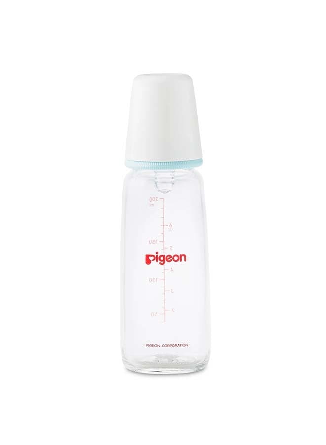Ultrasoft Silicone Rubber Soft Nipple Glass Feeding Bottle For Baby, 200ml - Assorted