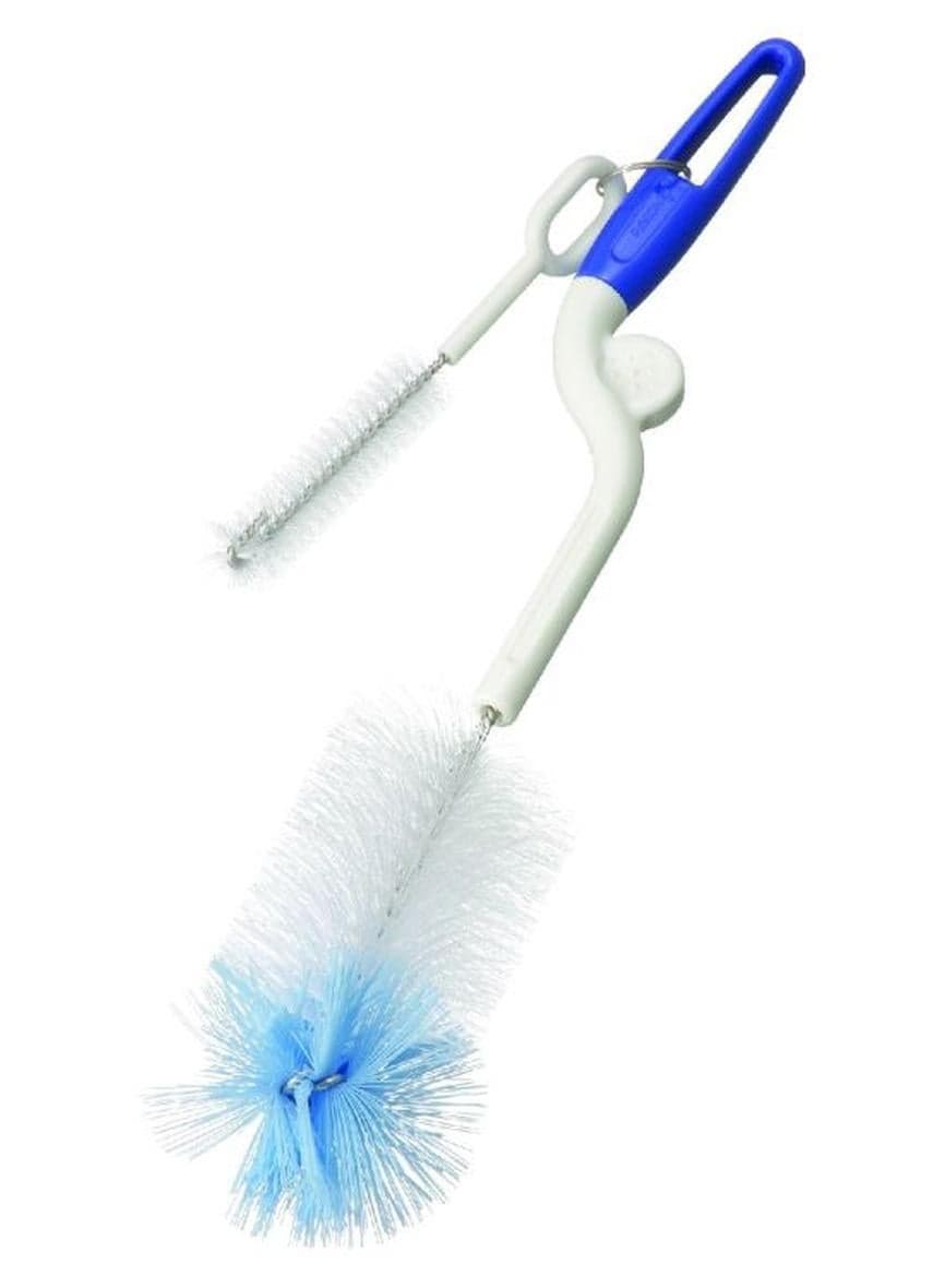 2-In-1 Bottle And Nipple Brush, Blue/White, 1 Piece White/Blue