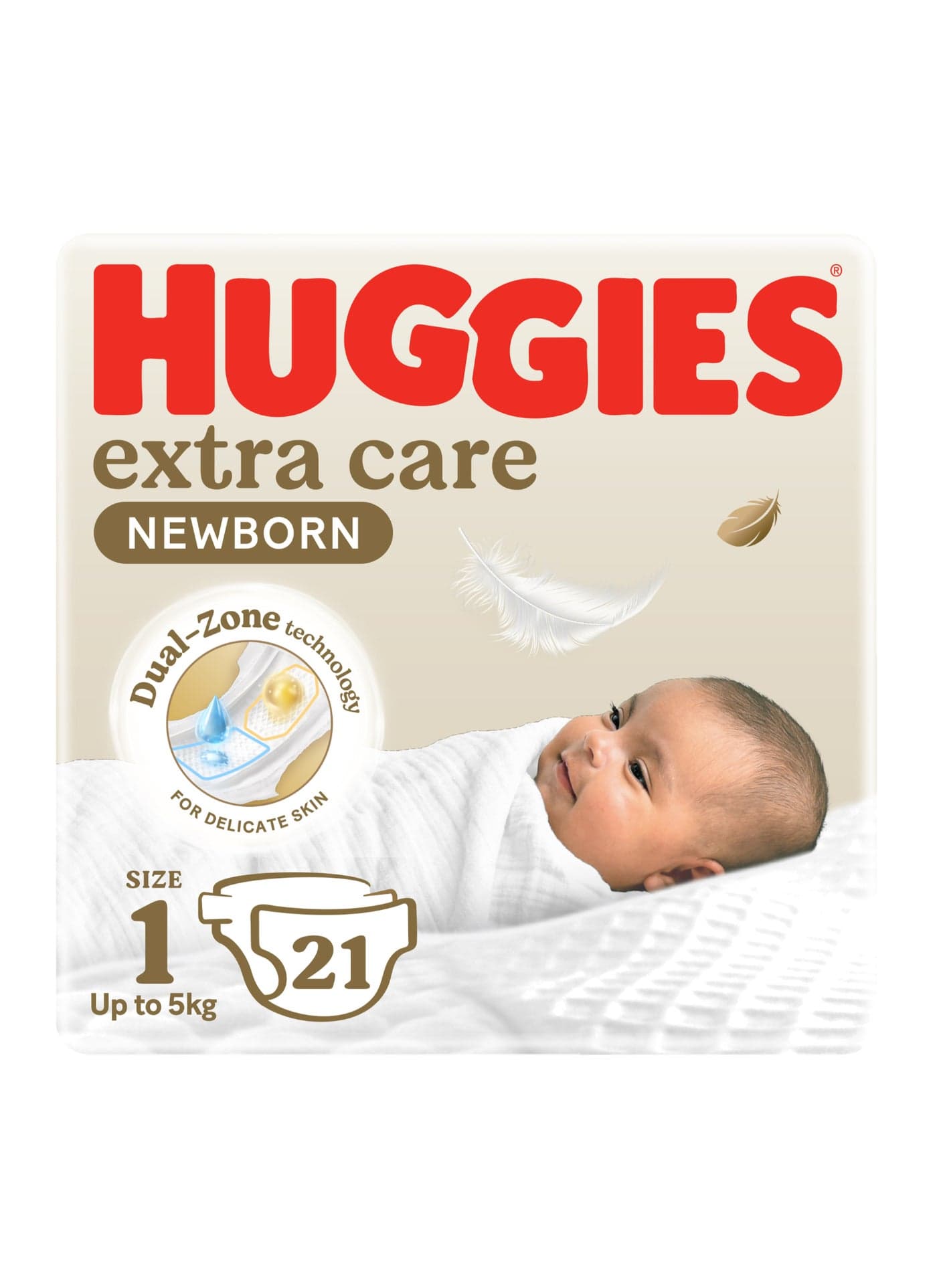 Extra Care Newborn, Size 1, Up to 5 kg, Carry Pack, 21 Diapers
