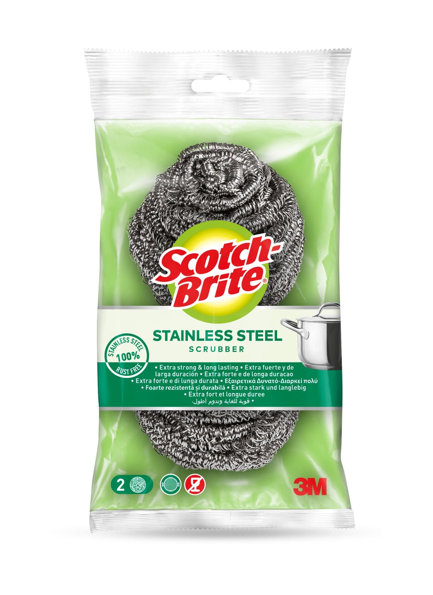 Stainless Steel Scrubber 2 Pieces Silver