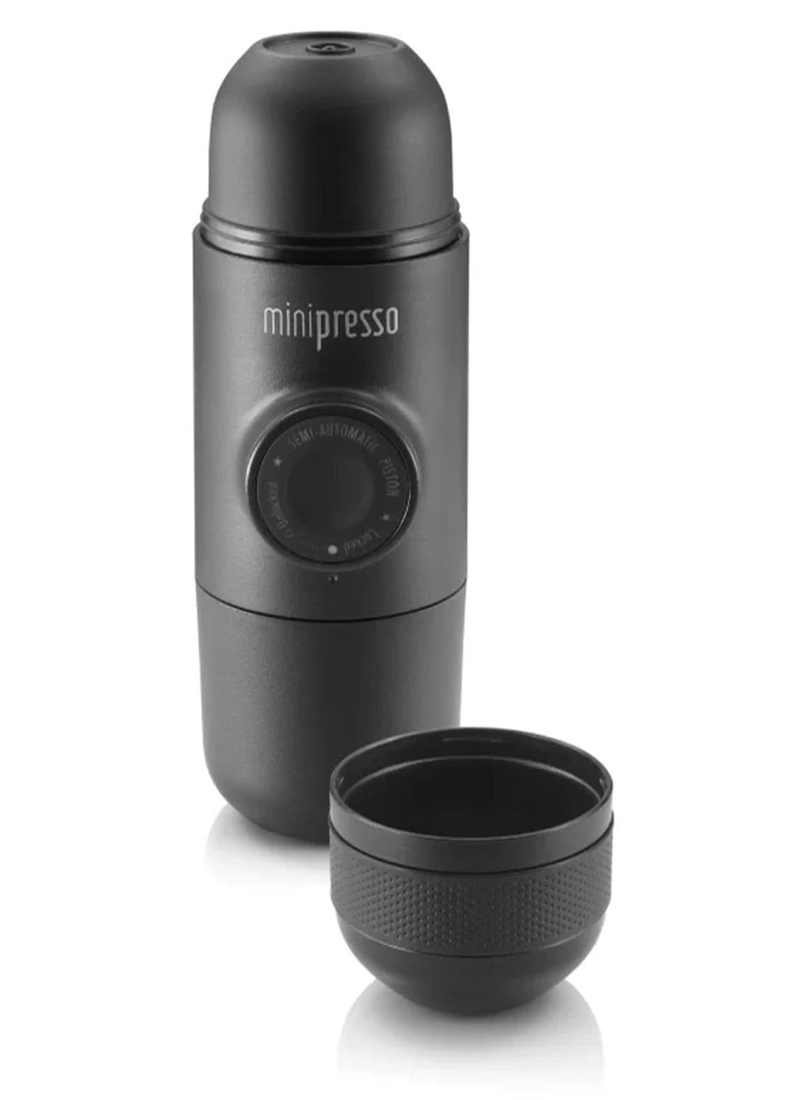 Minipresso GR | Hand Powered Espresso Machine | Works with Ground Coffee Black