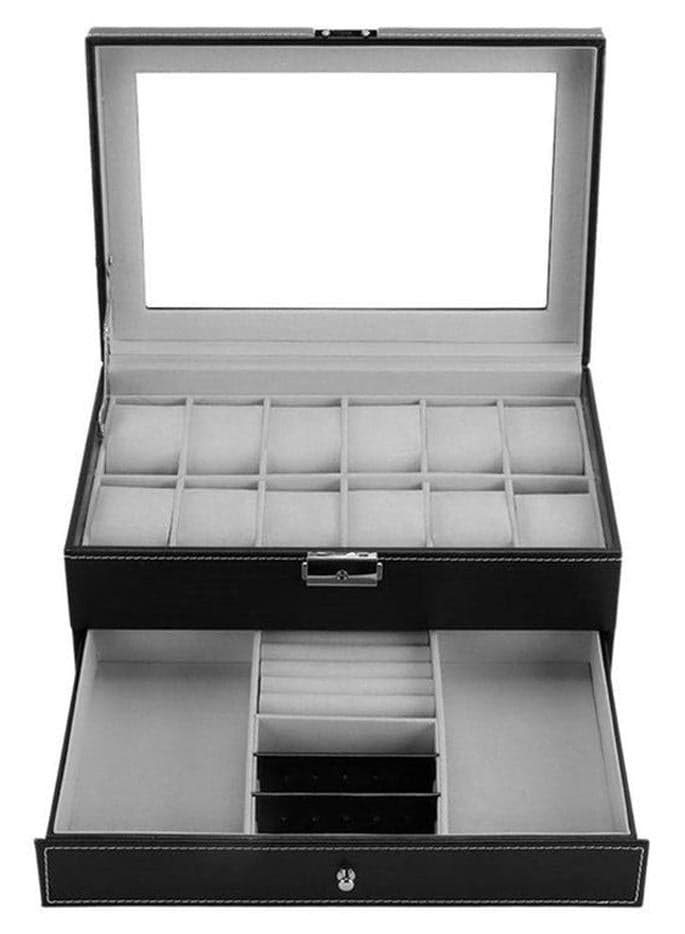 unisex 12-Grid Double Layer Watch Storage Box ZG1046401