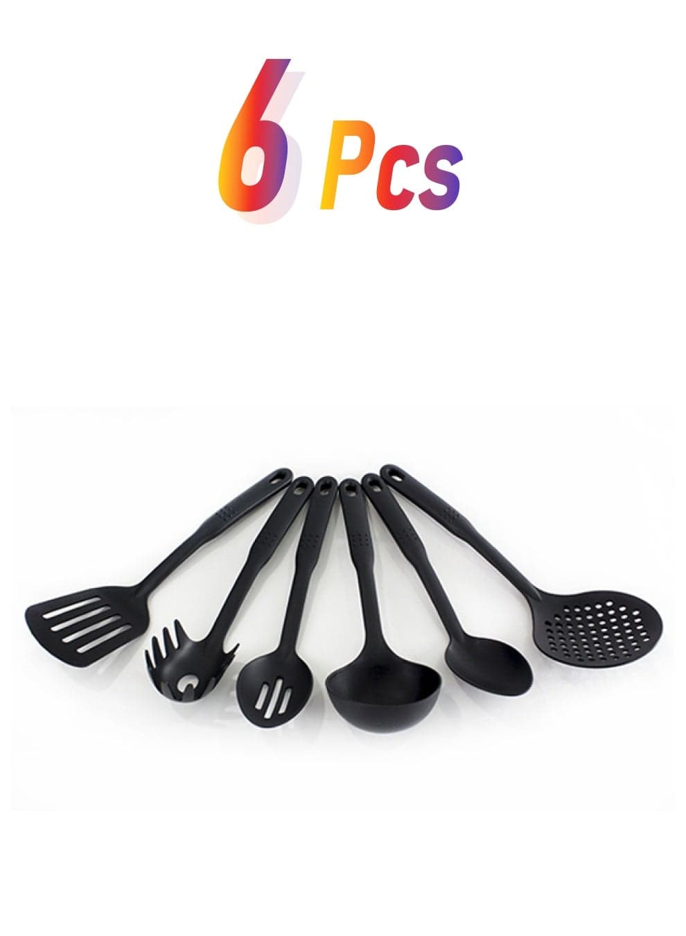 6-Piece Plastic Utensil Set Black