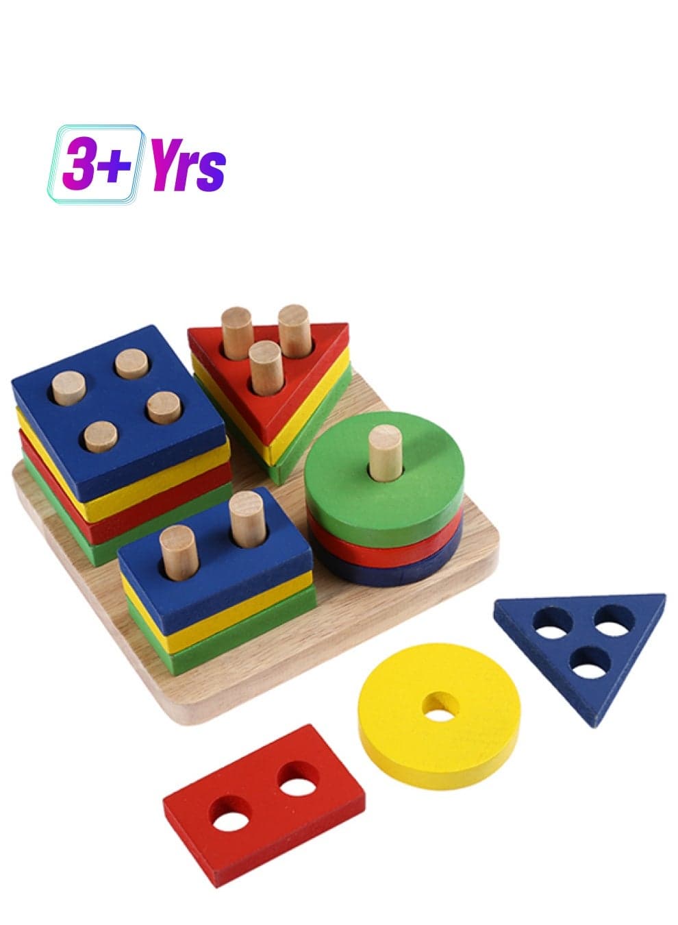 Wooden Geometric Sorting Building Blocks Set 3+ Years