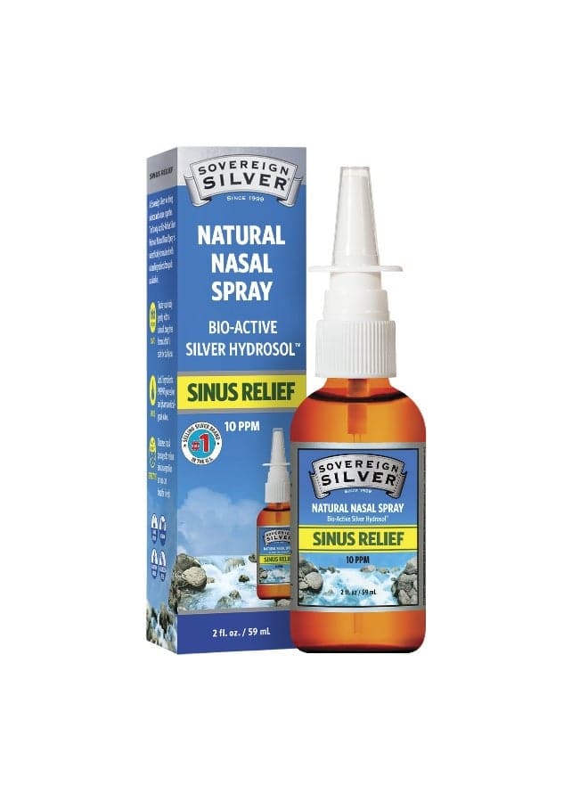 Natural Nasal Spray Bio Active Silver Hydrosol Sinus Relief 10 Ppm 2 Fl Oz