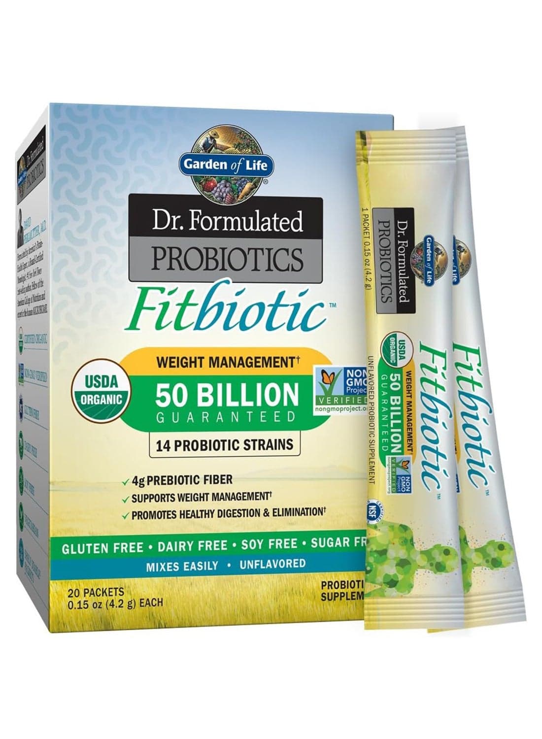 Probiotics Fitbiotic Unflavored 50 Billion Cfu 20 Packets 0.15 Oz 4.2 G Each