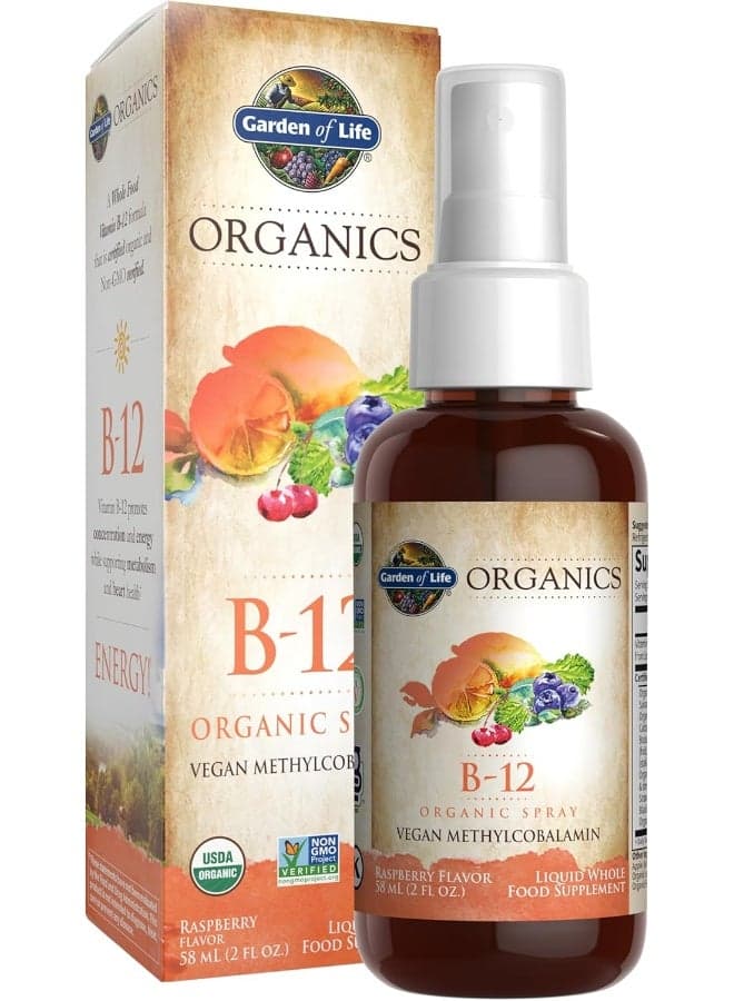 Organics B 12 Organic Spray Raspberry 2 Fl Oz Packaging May Vary