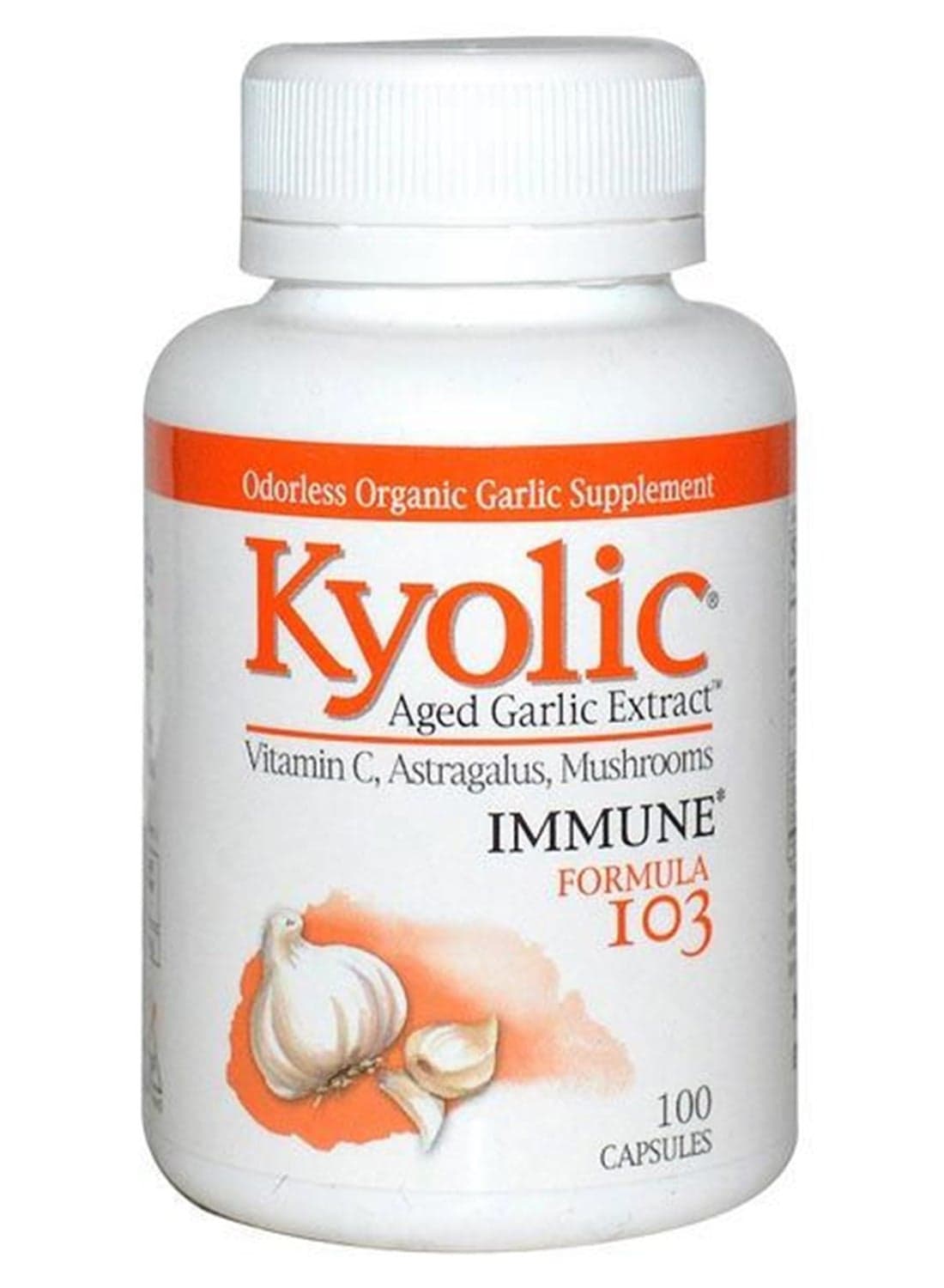 Immune Formula 103 Aged Garlic Extract Odorless Enriched With Vitamin C, Astragalus, Mushrooms 100 Capsules