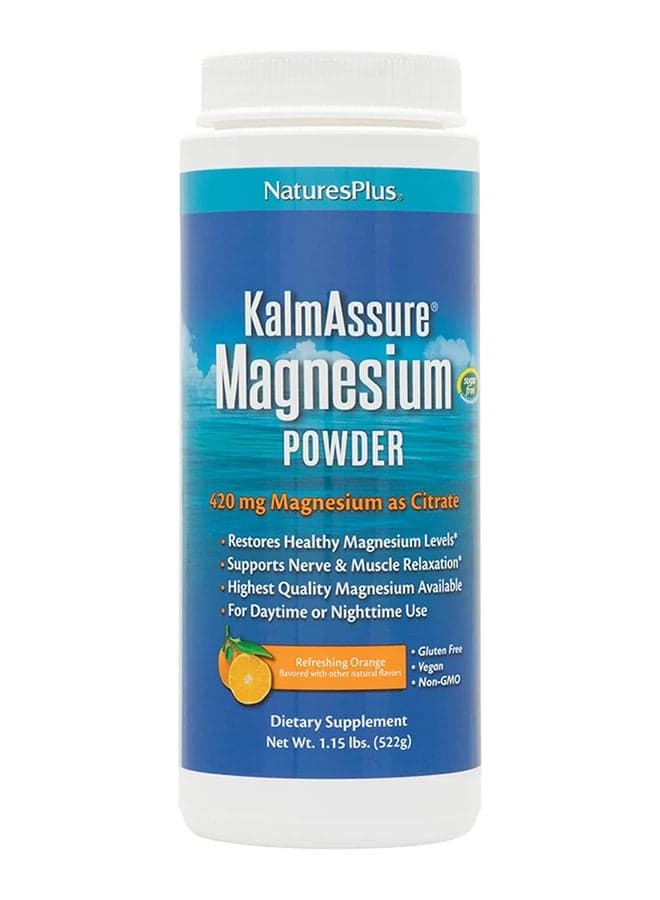 Kalmassure Magnesium Powder Dietary Supplement Refreshing Orange 420 Mg Magnesium As Citrate 522 G