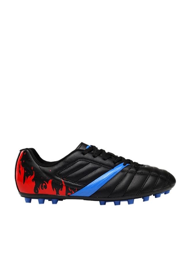 Low Top Synthetic Lace Up Football Sneakers Black