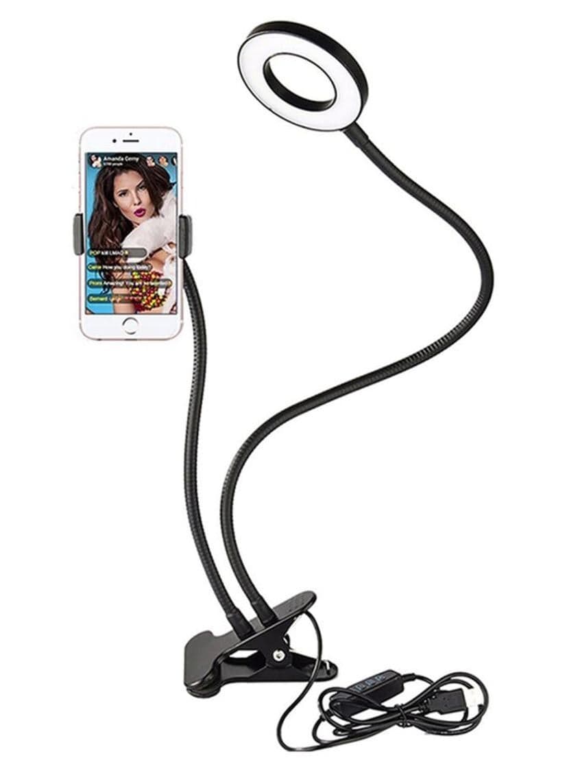 Flexible Mobile Phone Holder With LED Light Black
