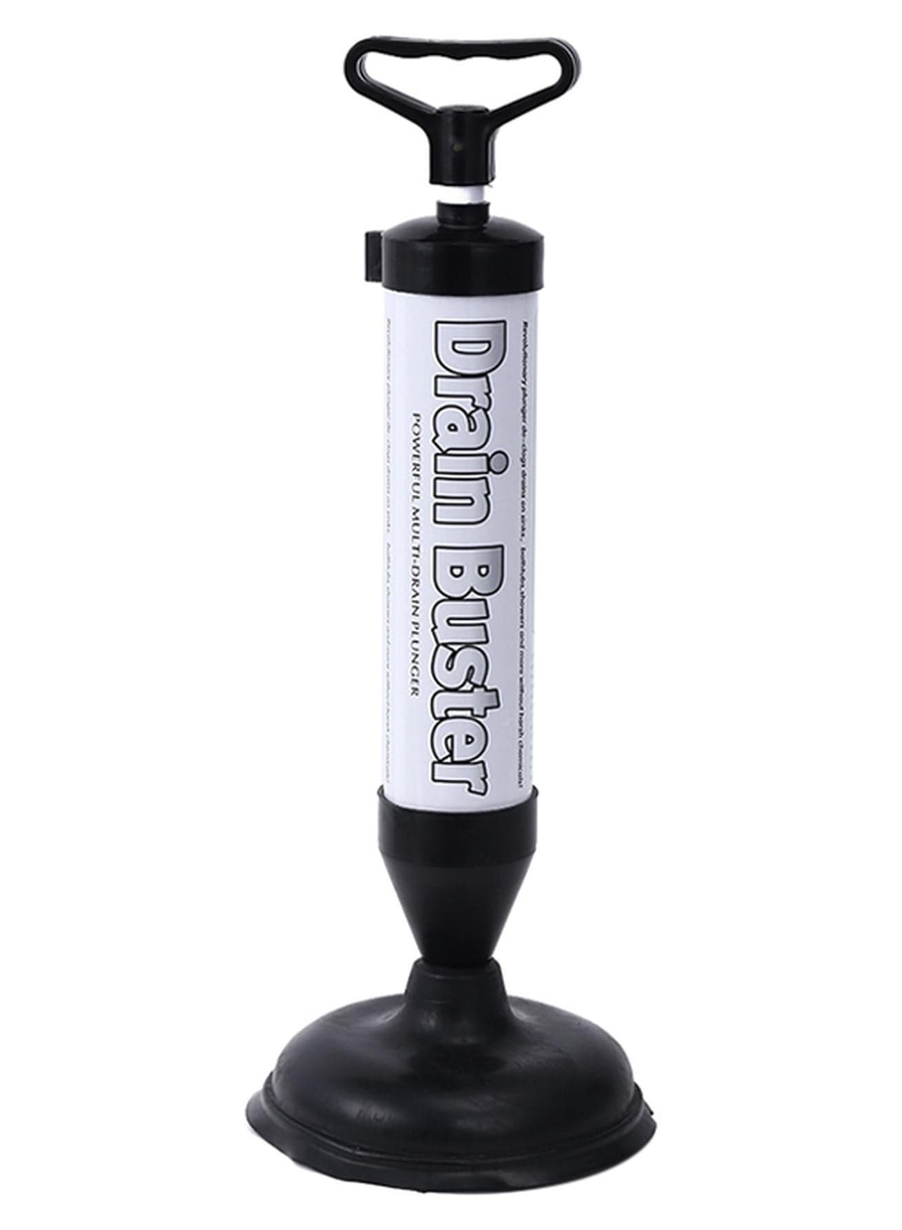 Manual Drain Buster Sink Toilet Plunger Black/White