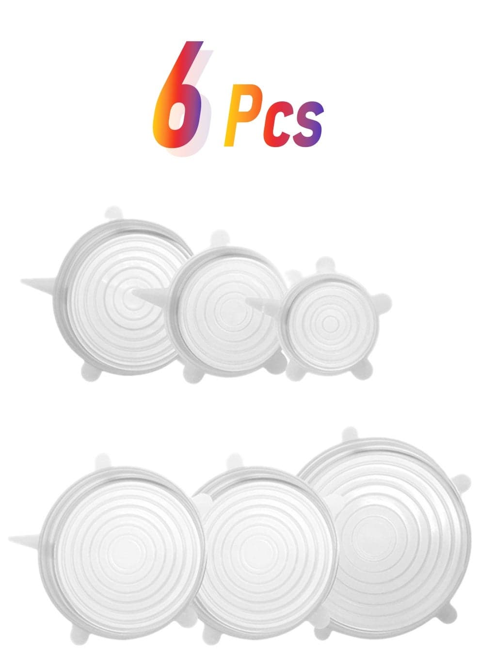 6-Piece Stretchable Silicone Lids Clear 6-Piece