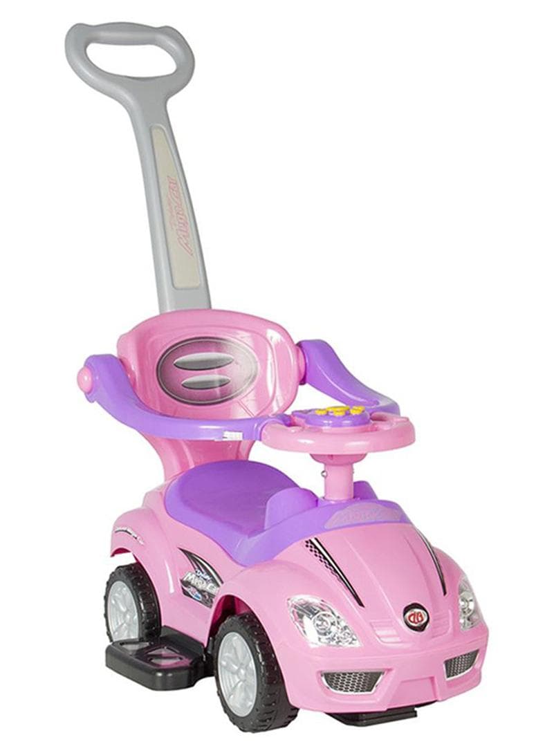 3 In 1 Ride On Toy Car With Barrier And Backrest, Removable Hanlde For Kids