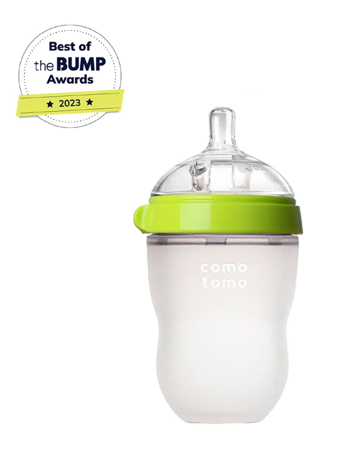 Comotomo Natural Feel Baby Feeding Bottle 250 ml (Green) | Soft Silicone Bottle with Anti-Colic Vent | BPA-Free Breast-Like Design | Easy Clean Wide Neck |6 Months