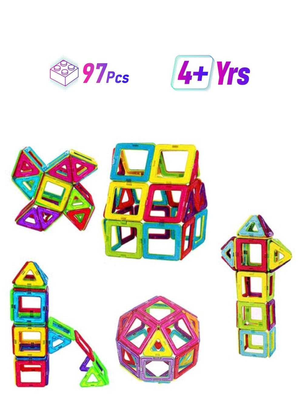 97-Piece Magnetic Blocks Building Toys, 4+ Years 97