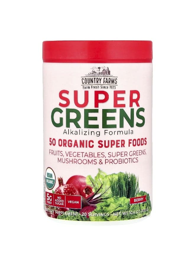 Super Greens, Alkalizing Formula, Berry, 10.6 oz