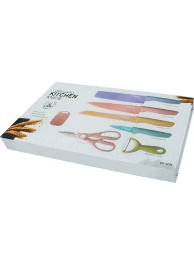 6-Piece Steel Tips Soft Touch Handle Knife Set Multicolour