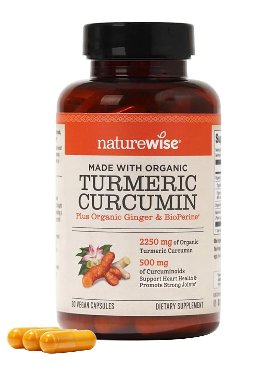 Organic Turmeric Curcumin 2250mg - 90 Vegan Capsules