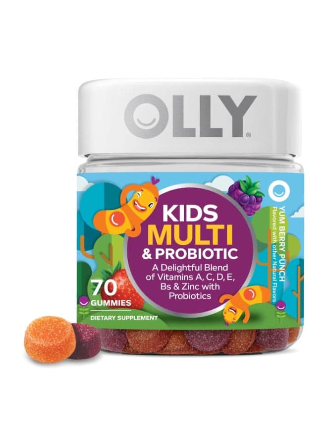 Kids Multi Plus Probiotic, Yum Berry Punch, 70 Gummies
