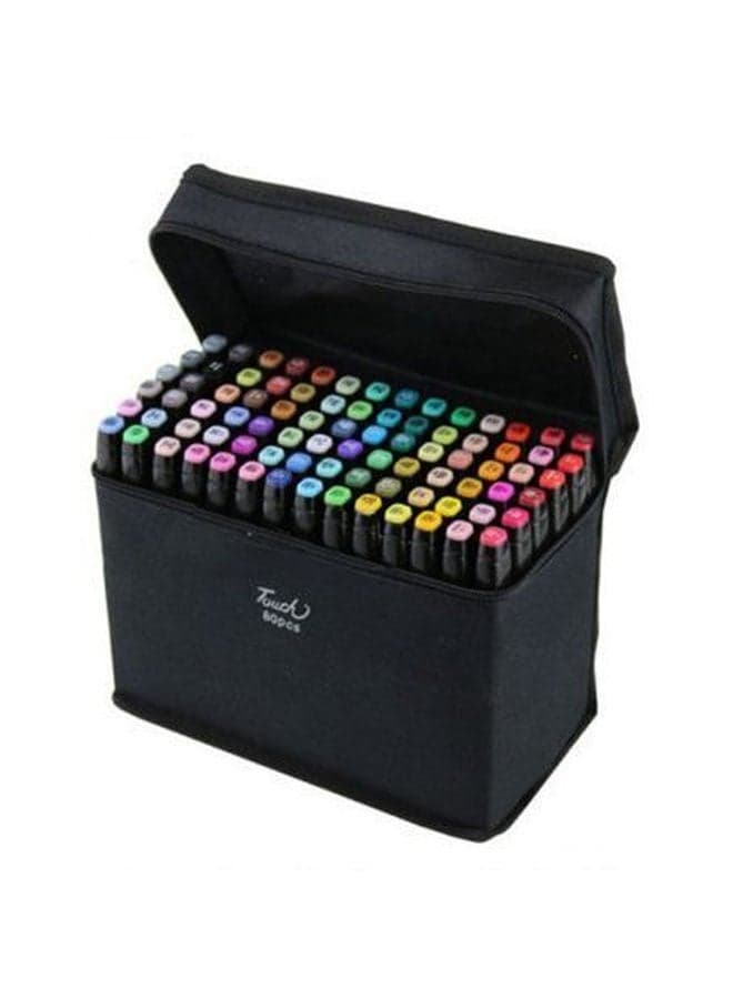 80-Piece Twin Side Marker Pens Set W060015 Multicolour