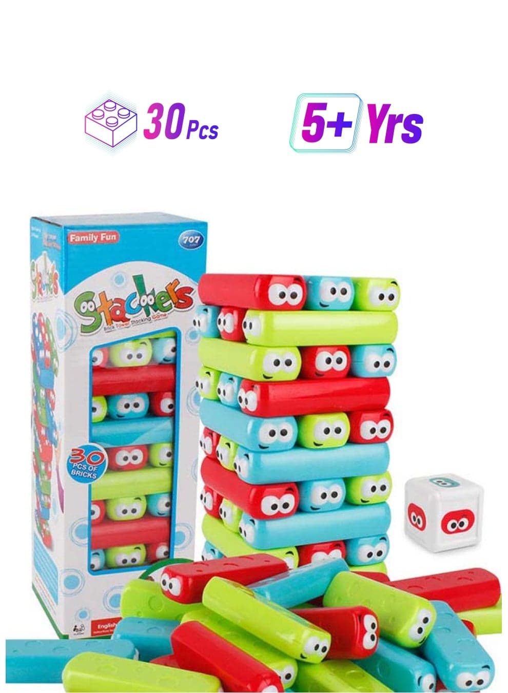 707 30-Piece Stacking Jenga Wooden Blocks Set 30 5+ Years