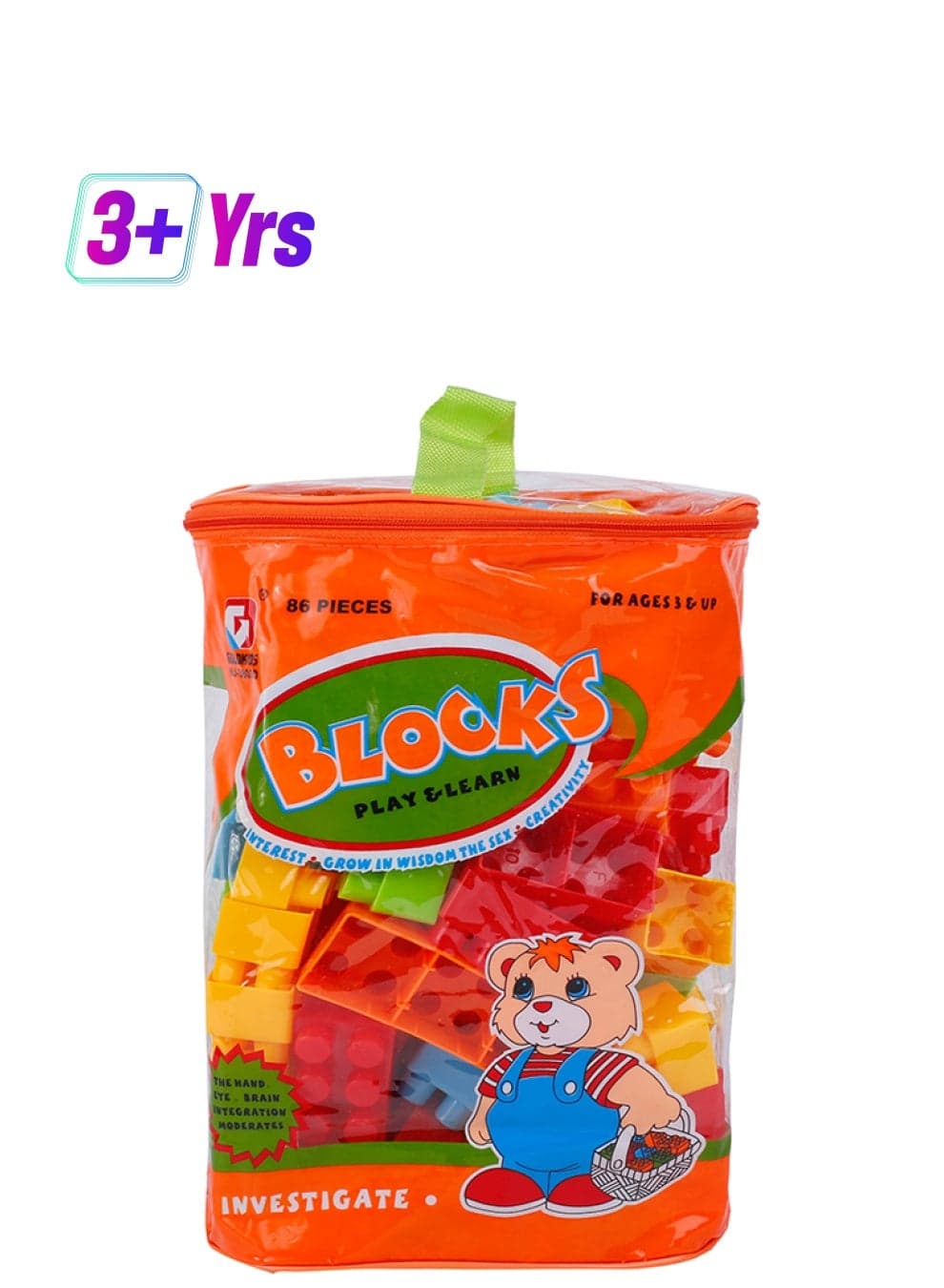 86-Piece Building Blocks Set With Tote Bags For Storage Durable And Portable 86