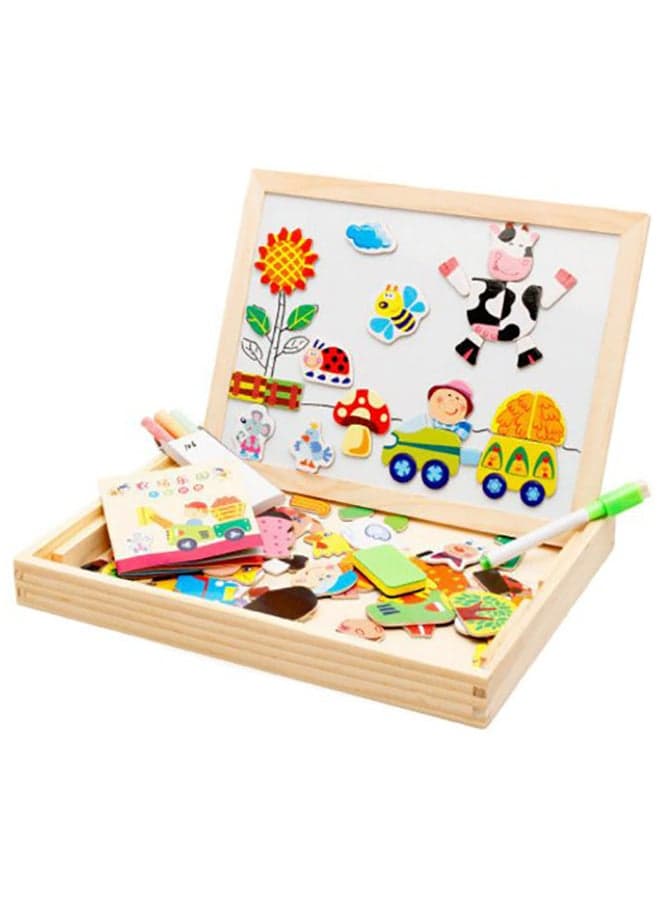 Wooden Magnetic Puzzle Figure Animals Farming Drawing Board Box Kids Educational Toy cm