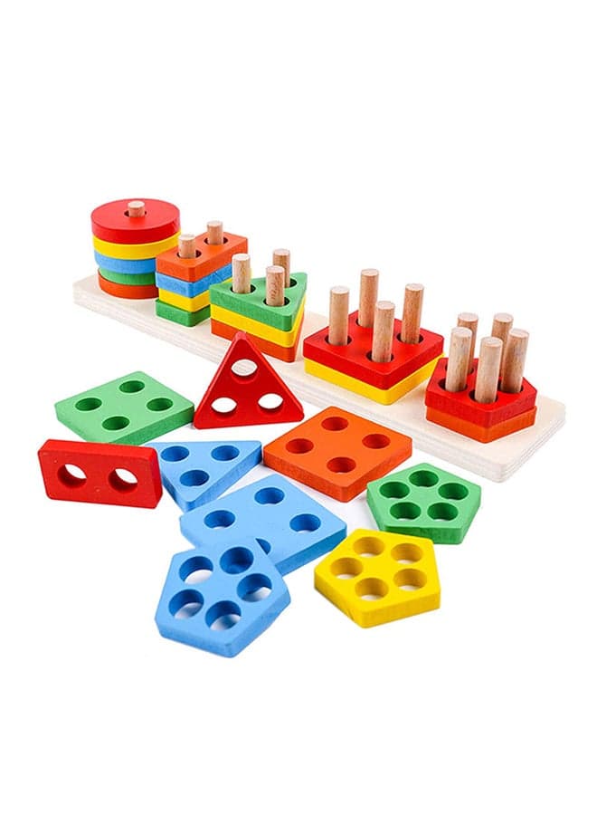 21 Piece Wooden Educational Shape Sorter Preschool Toddler Toy Game Set For Kids