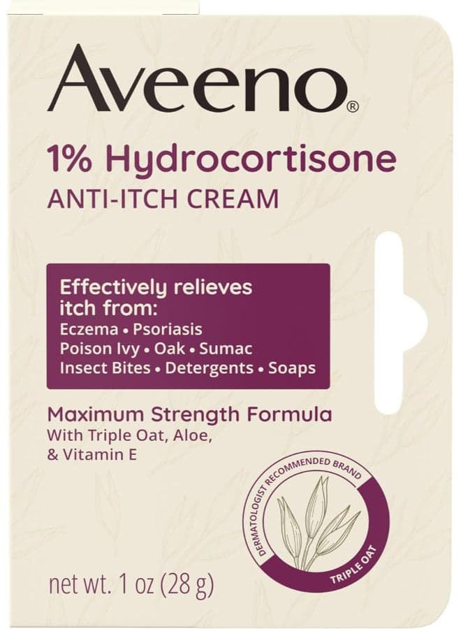 Aveeno 1% Hydrocortisone Anti-Itch Cream 28g. Packaging May Vary