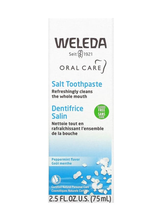 Oral Care, Salt Toothpaste, Fluoride Free, Peppermint, 2.5 Fl Oz Multicolour 75ml