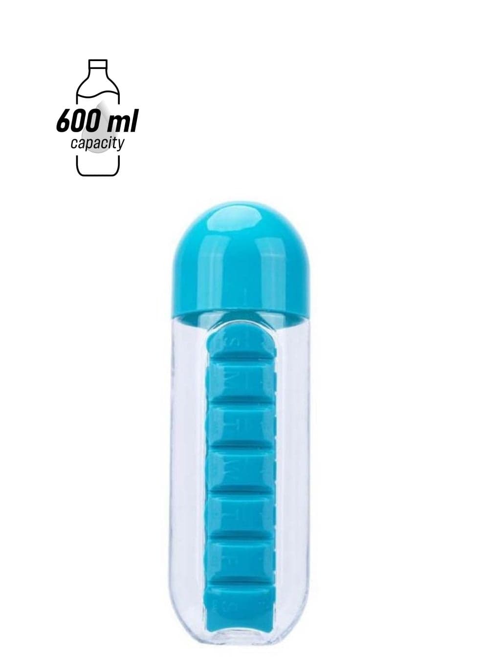Water Bottle With Pill Organizer Blue/Clear 0.069x23.5meter