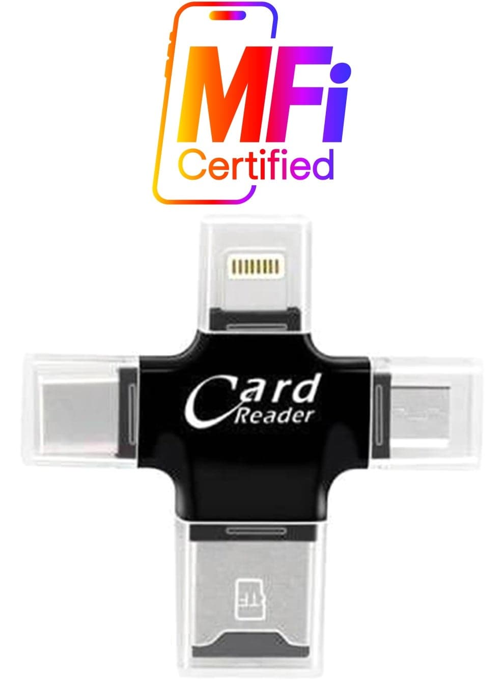 4 In 1 Micro Sd Card Reader For Iphone Ios/Android Usb2.0 Multicolour