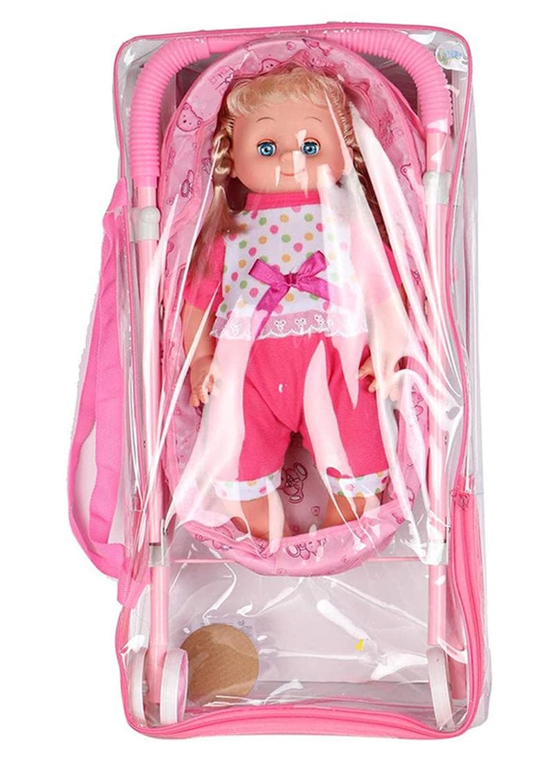 Huge And Soft Plush Soft Stuffed Stylish Doll With Stroller Toy For Girls