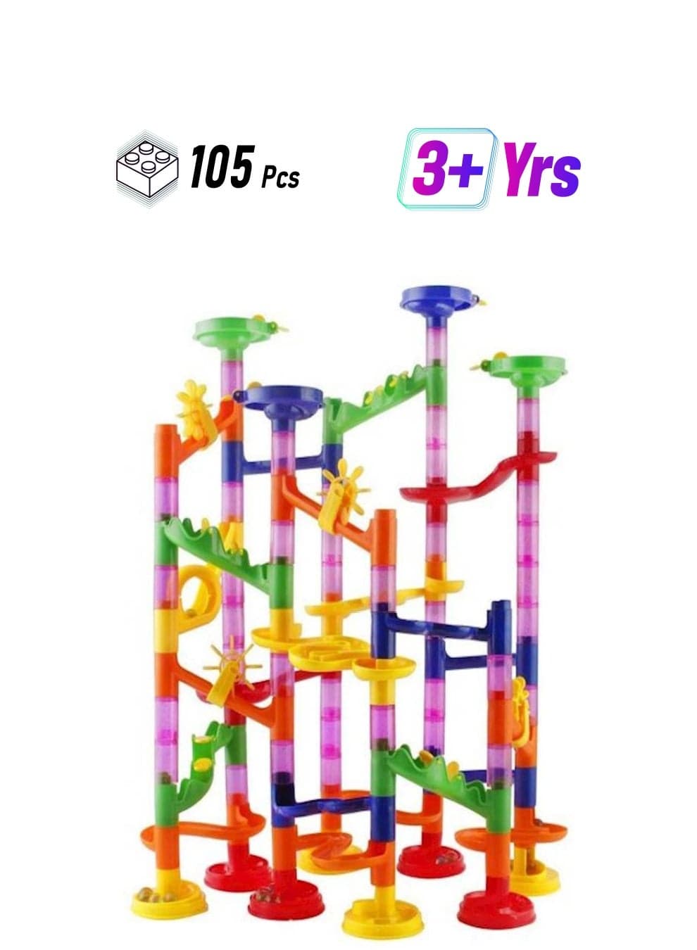 105-Piece DIY Construction Marble Race Run Maze Balls Pipeline Building Blocks 105