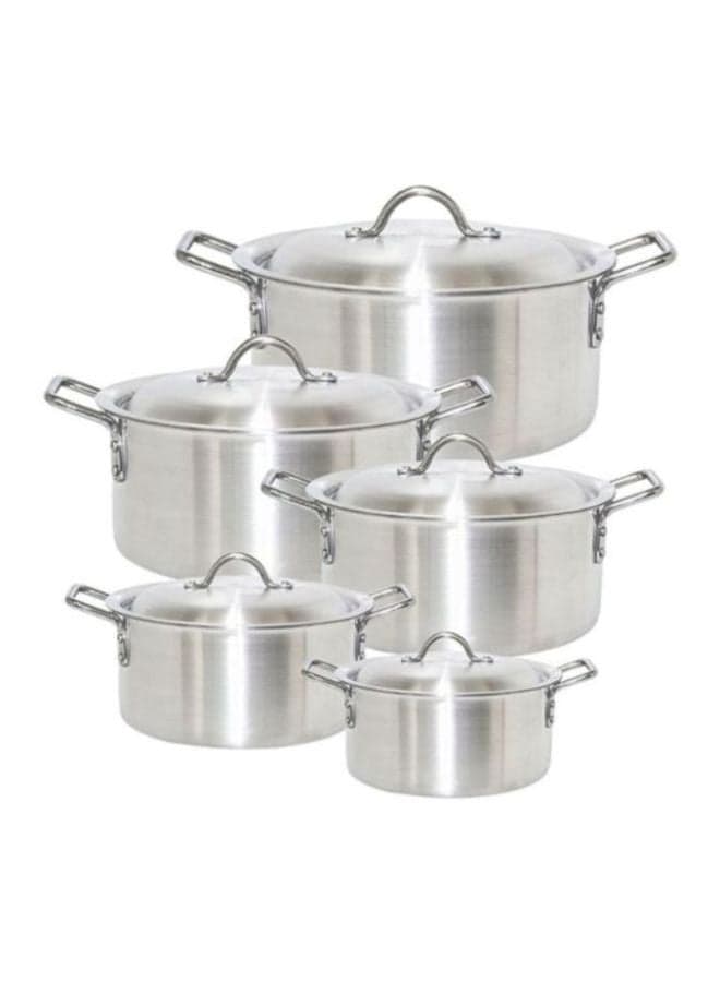 10-Piece Aluminium Cookware Set Silver 35cm