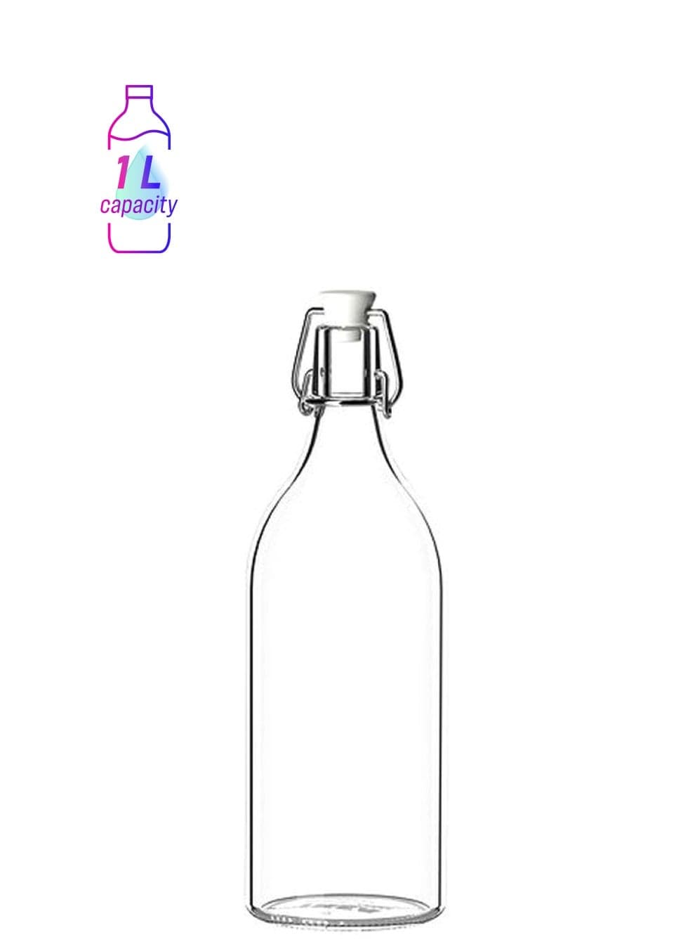Glass Bottle With Stopper Clear 1Liters