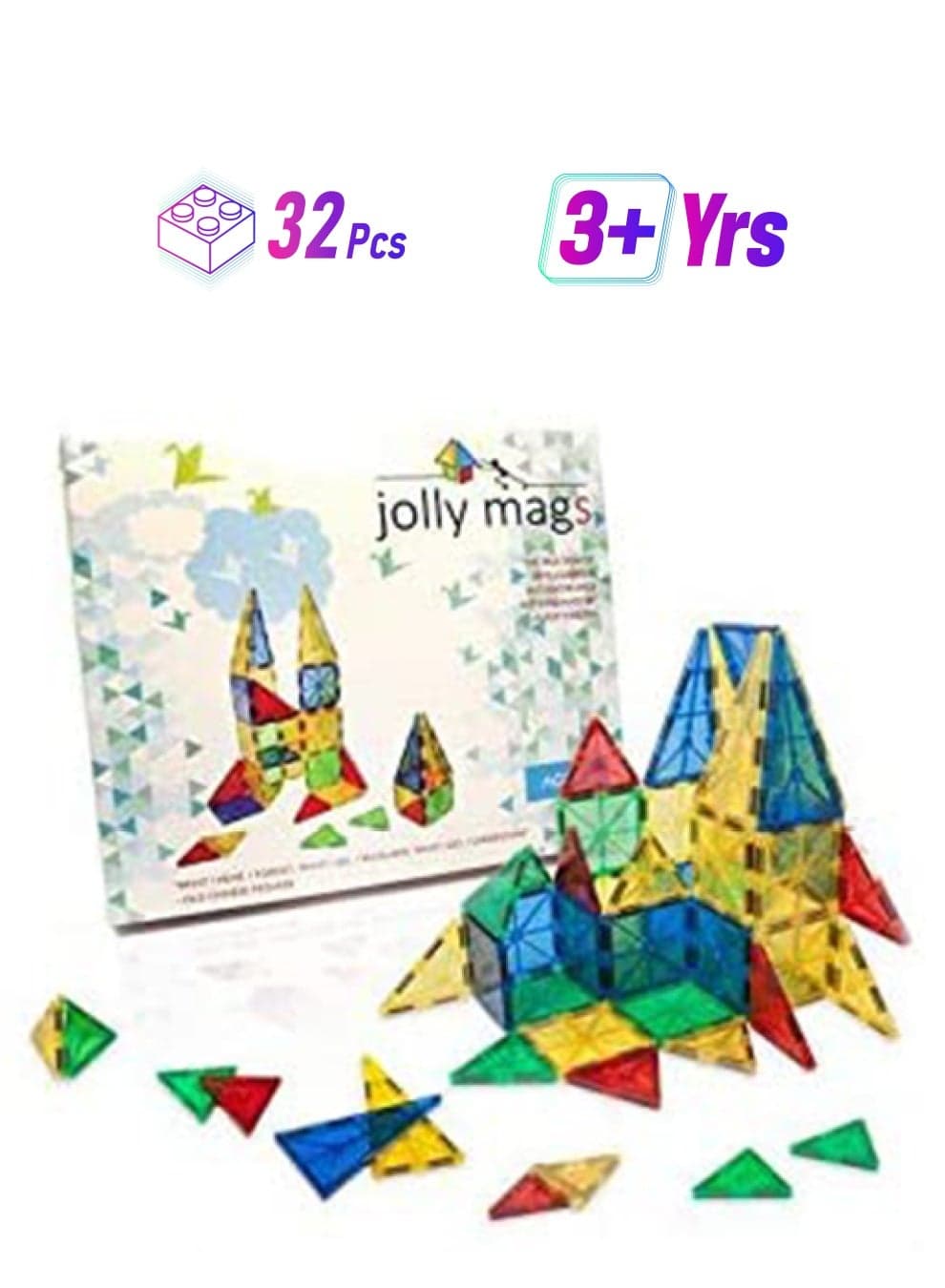 2724456128887 32-Piece 3D Building Blocks Toy With Magnets Set For Kids Best Stacking 32 3+ Years