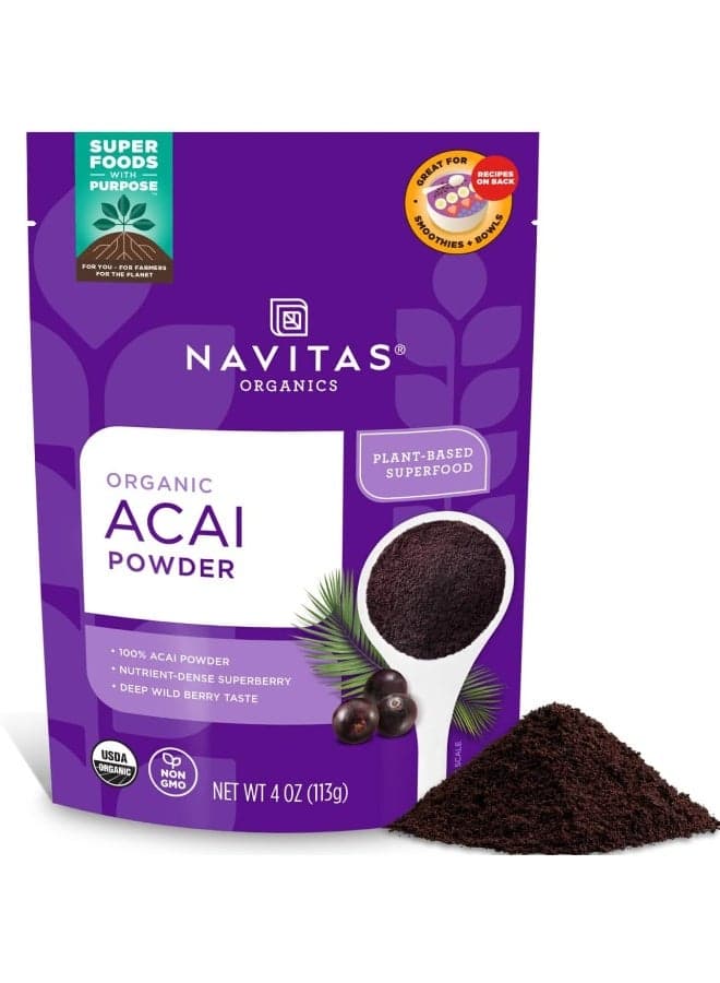 Organic Acai Powder, Plant-Based Superfood, 4 oz