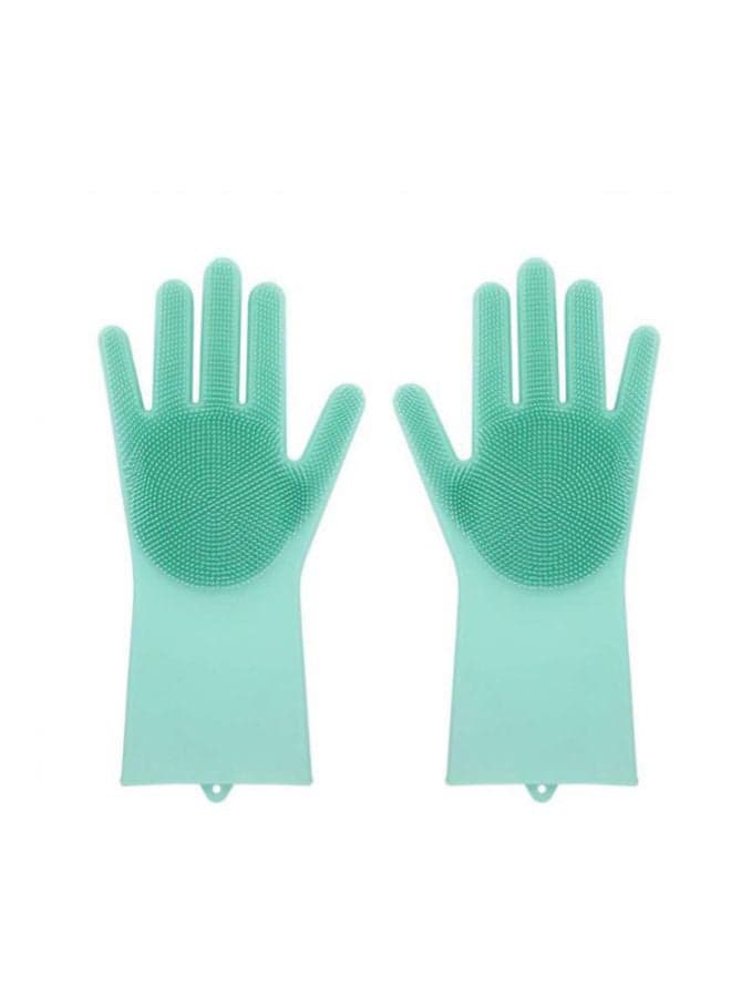 Pair Of Waterproof Cleaning Gloves Green