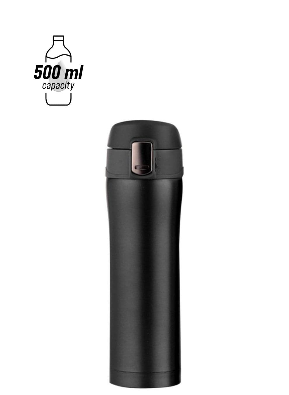 Insulated Water Bottle Black 6.2x23cm