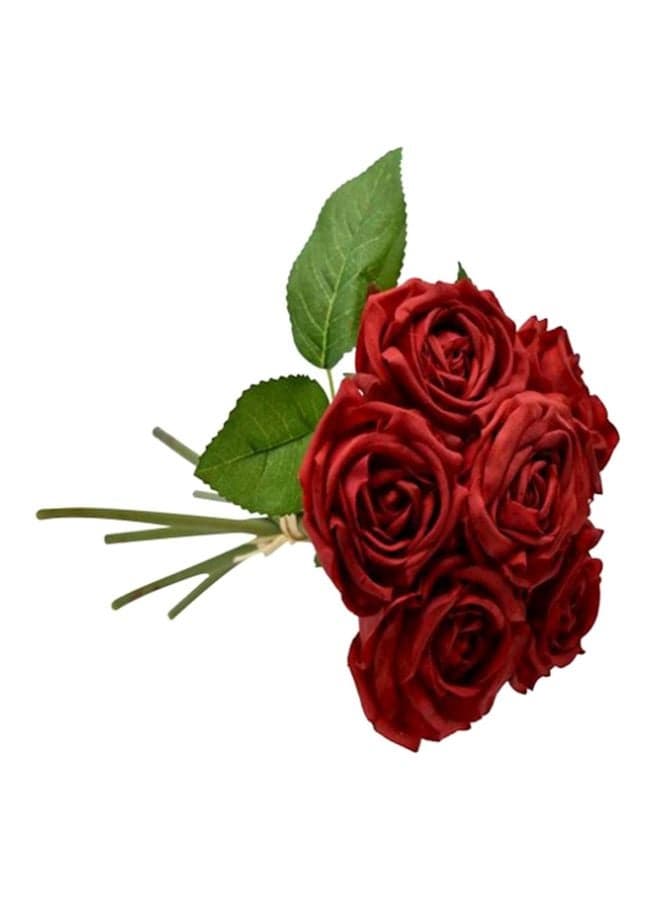 6-Piece Real Touch Artificial Rose Flowers Red 15 x 24cm