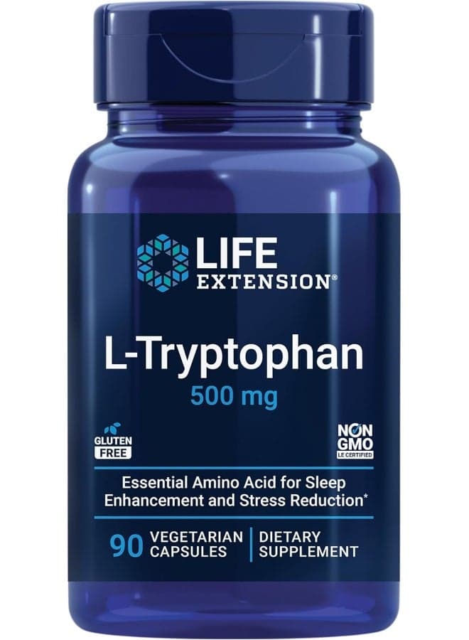 L-Tryptophan 500 mg, 90 Vegetarian Capsules Packaging May Vary
