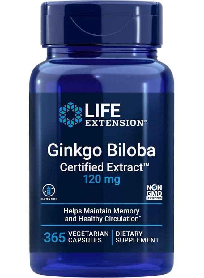 Ginkgo Biloba Certified Extract, 120 mg, 365 Vegetarian Capsules Packaging May Vary