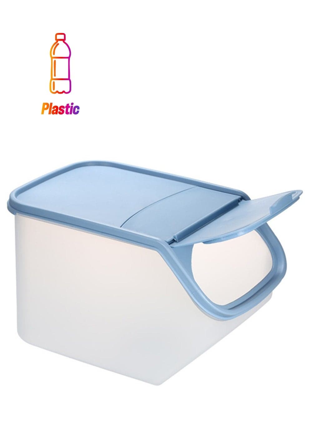 Plastic Food Storage Bin With Flip-Top Lid And Measurement Cup Blue 5Liters