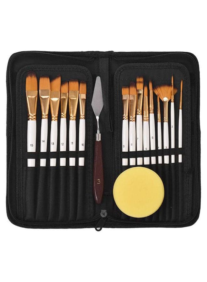 Pack Of 15 Artist Paint Brush Gold/White