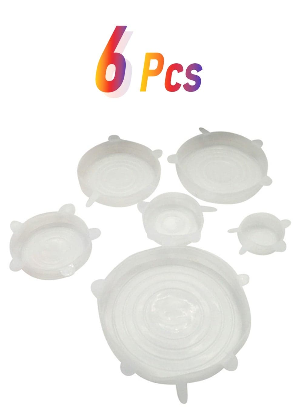 6-Piece Reusable Stretch Lid Set Clear 6-Pieceinch