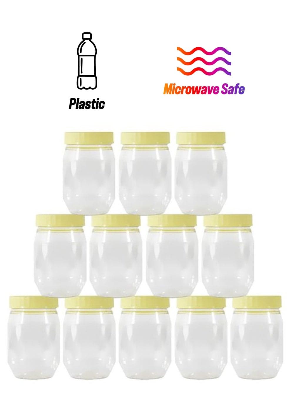 12-Piece Plastic Jar Set Clear/Yellow