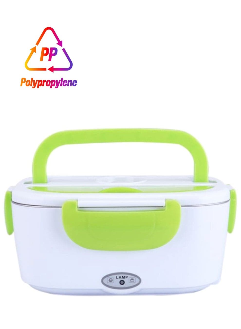 Portable Electric Heating Lunch Box White/Green 9.37x6.69x4.25inch