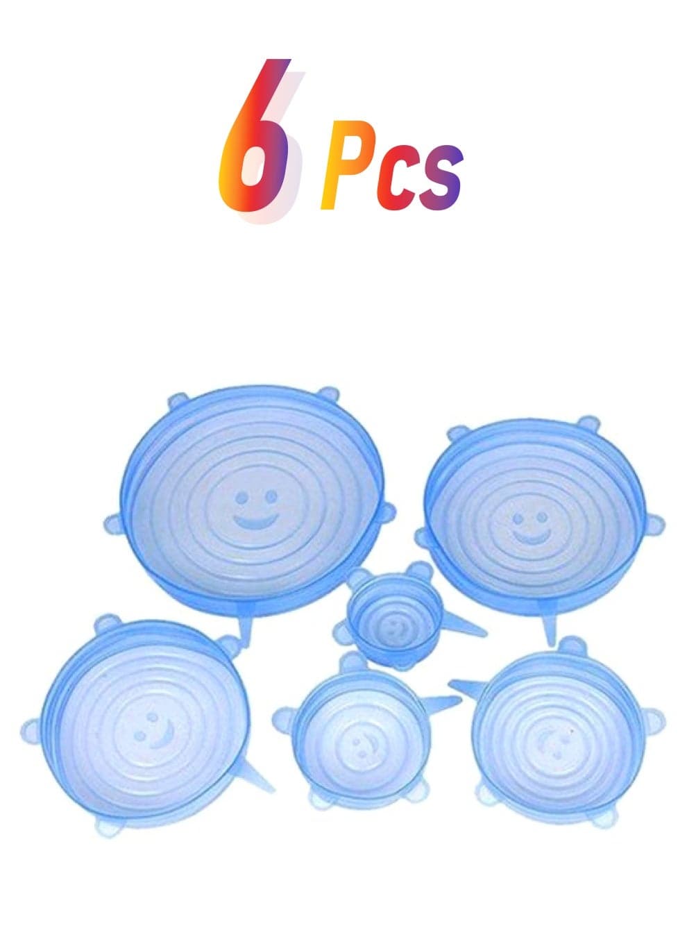 6-Piece Reusable Food Bowl Cover Lids Blue